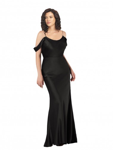 Silk like Satin Long Sleeveless Off the Shoulder Low Back Prom Dresses Glasgow