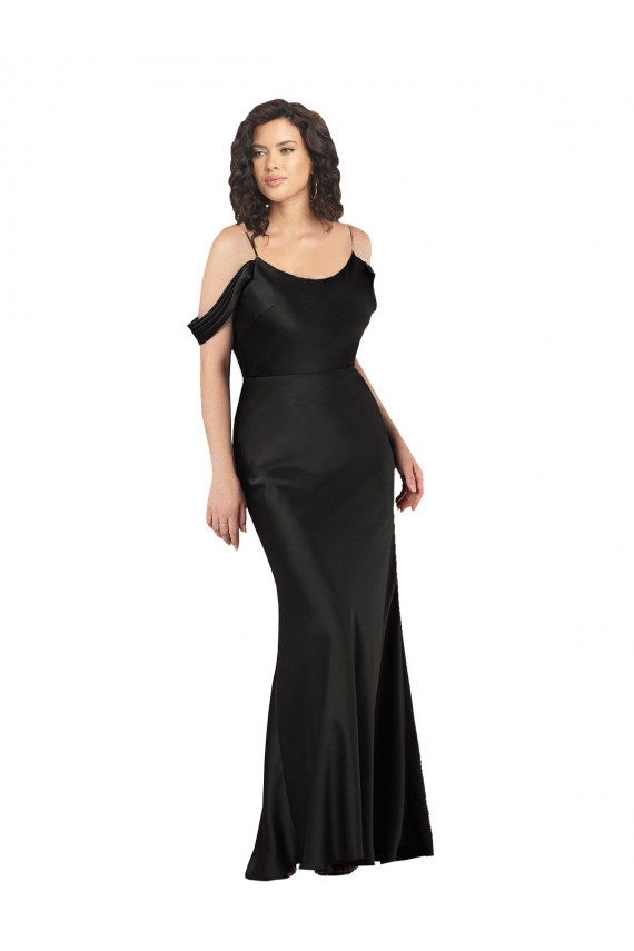 Silk like Satin Long Sleeveless Off the Shoulder Low Back Prom Dresses Glasgow