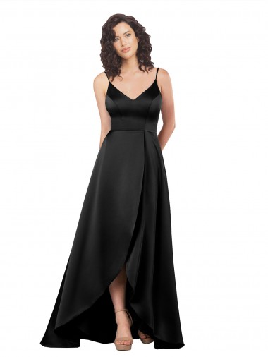Silk like Satin A-Line Sleeveless Black High Low Evening Gown / Prom Dress / Bridesmaid Dress Glasgow