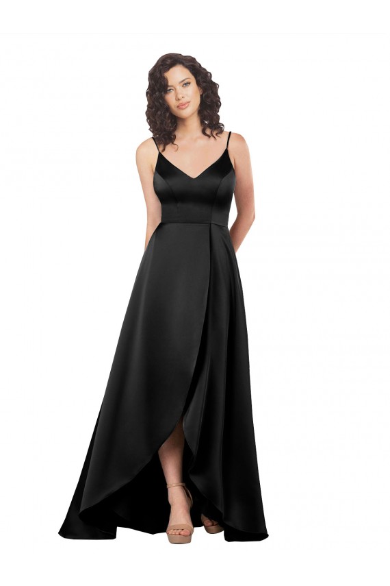 Silk like Satin A-Line Sleeveless Black High Low Evening Gown / Prom Dress / Bridesmaid Dress Glasgow