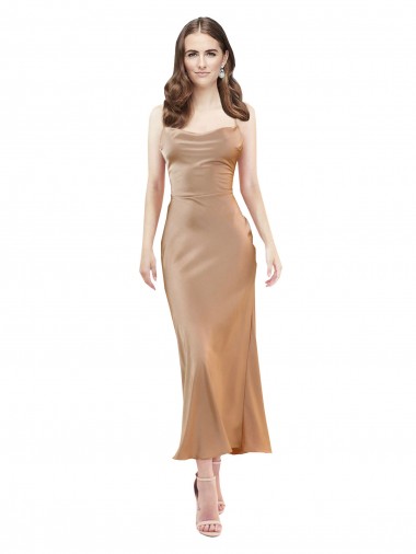 Silk like Satin Sheath Midi Length Sleeveless Low Back Formal Evening Gown / Prom Dress / Bridesmaid Dress Glasgow