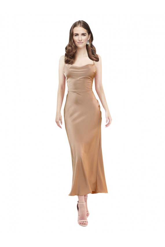 Silk like Satin Sheath Midi Length Sleeveless Low Back Formal Evening Gown / Prom Dress / Bridesmaid Dress Glasgow