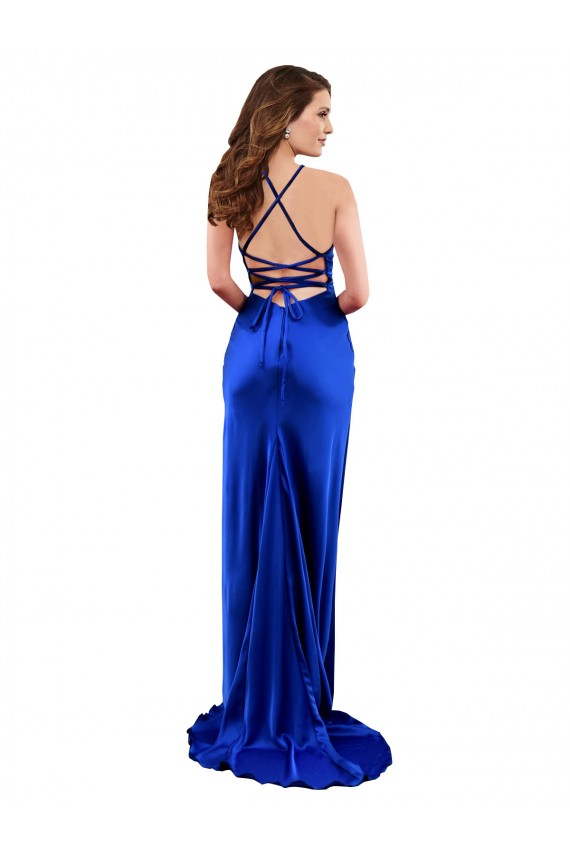 Silk like Satin Sheath Long Sleeveless Criss Cross Open Back Formal Evening Gown / Prom Dress / Bridesmaid Dress Glasgow