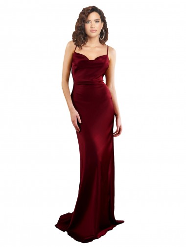 Silk like Satin Sheath Long Sleeveless Criss Cross Open Back Burgundy Prom Dresses Glasgow