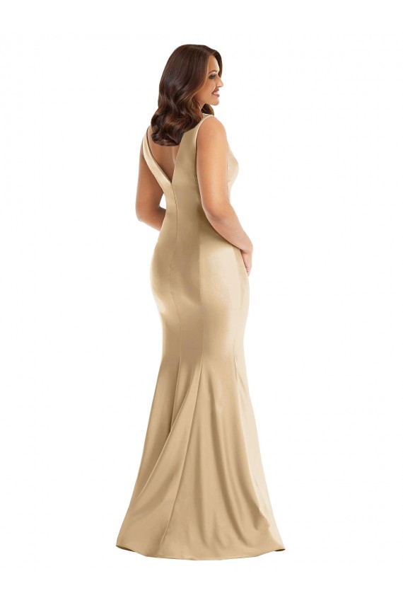 Silk like Satin Mermaid Long Sleeveless V-Back Formal Plus Size Evening Gown / Prom Dress / Bridesmaid Dress Glasgow