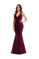 Silk like Satin Mermaid Long Sleeveless Open Back Burgundy Prom Dresses Glasgow