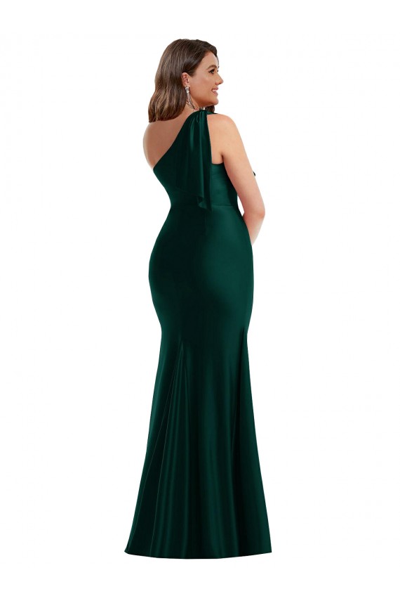 Silk like Satin Mermaid Long Sleeveless Front Slit Prom Dresses Glasgow