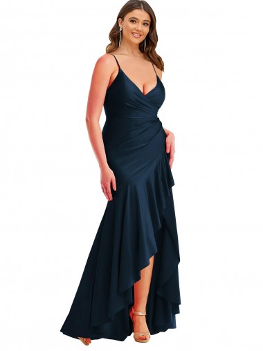 Silk like Satin Mermaid Long Sleeveless High Low Plus Size Evening Gown / Prom Dress / Bridesmaid Dress Glasgow