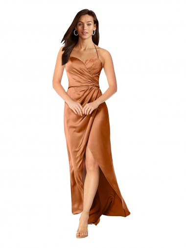 Silk like Satin A-Line Long Sleeveless Low Back High Low Evening Gown / Prom Dress / Bridesmaid Dress Glasgow