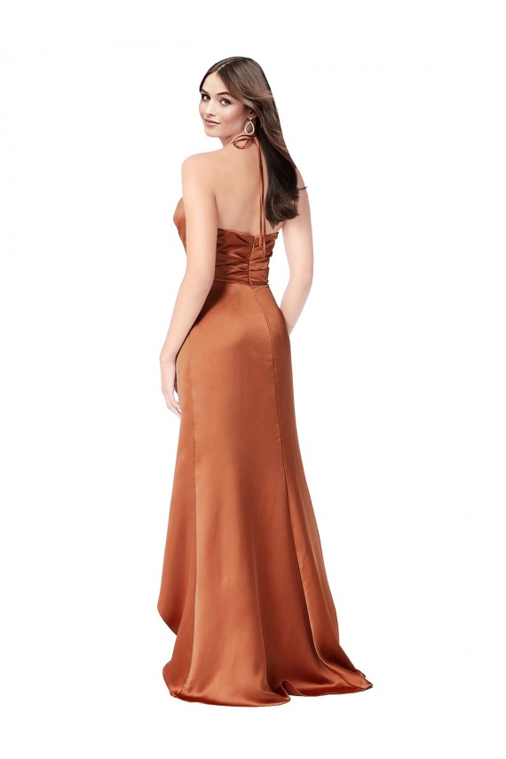 Silk like Satin A-Line Long Sleeveless Low Back High Low Evening Gown / Prom Dress / Bridesmaid Dress Glasgow