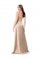 Silk like Satin A-Line Long Sleeveless Low Back Champagne Pink Prom Dresses Glasgow