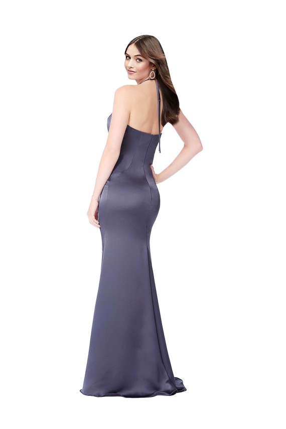 Silk like Satin Mermaid Long Sleeveless Low Back Dusk Prom Dresses Glasgow