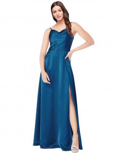 Silk like Satin A-Line Long Sleeveless Low Back Formal Evening Gown / Prom Dress / Bridesmaid Dress Glasgow
