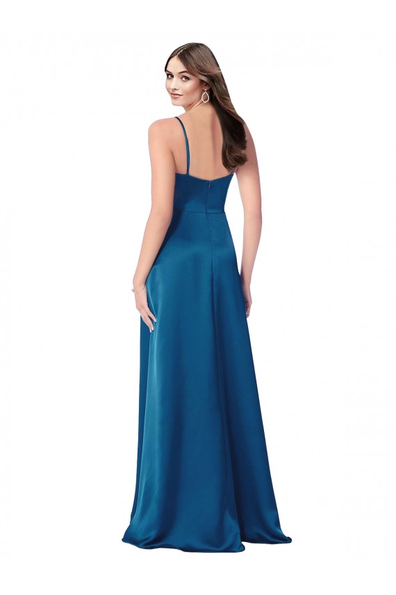 Silk like Satin A-Line Long Sleeveless Low Back Formal Evening Gown / Prom Dress / Bridesmaid Dress Glasgow