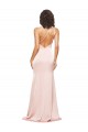 Silk like Satin Sheath Long Sleeveless Low Back High Slit Prom Dresses Glasgow