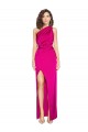 Silk like Satin Sheath Long Sleeveless High Side Slit Prom Dresses Glasgow