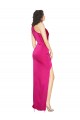 Silk like Satin Sheath Long Sleeveless High Side Slit Prom Dresses Glasgow
