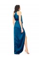 Silk like Satin Sheath Long Sleeveless Side Slit Prom Dresses Glasgow