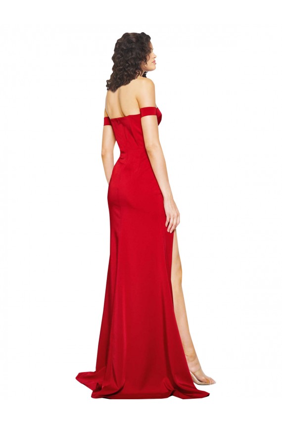 Silk like Satin A-Line Long Sleeveless Side Slit Prom Dresses Glasgow