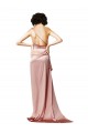 Silk like Satin A-Line Long Sleeveless Open Back Dusty Pink Prom Dresses Glasgow