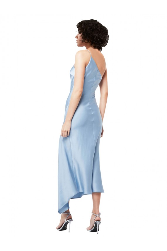 Silk like Satin A-Line Midi Length Sleeveless High Side Slit Prom Dresses Glasgow