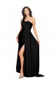Silk like Satin A-Line Long Sleeveless Black Prom Dresses Glasgow