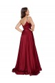 Silk like Satin A-Line Long Sleeveless Low Back High Slit Prom Dresses Glasgow