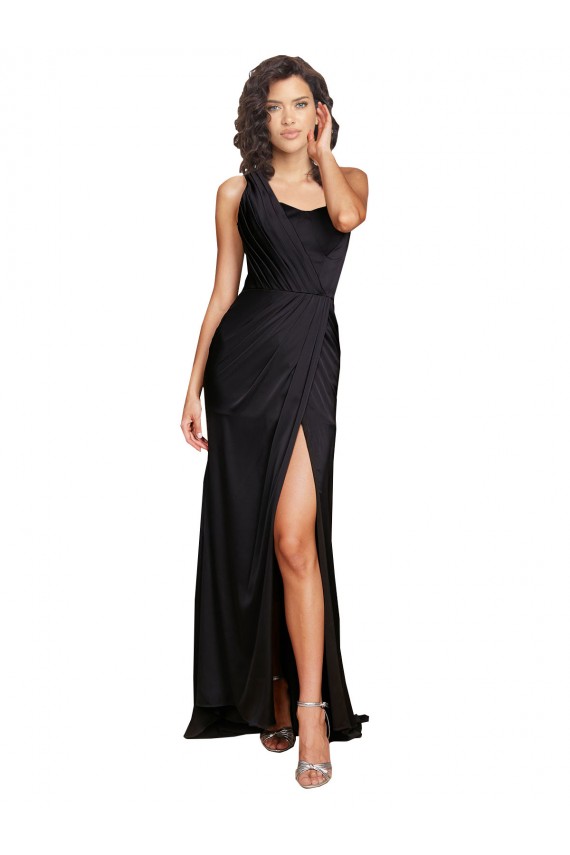 Silk like Satin A-Line Long Sleeveless Evening Dress / Bridesmaid Dress Glasgow