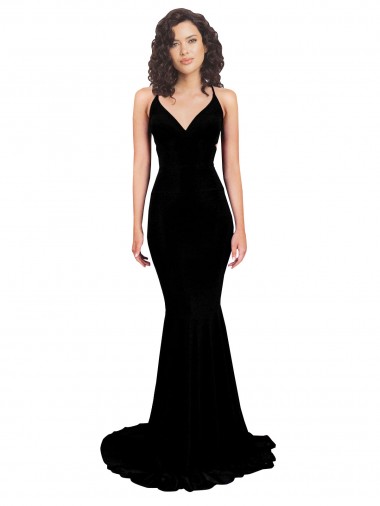 Spandex Mermaid Long Sleeveless Open Back Black Prom Dresses Glasgow