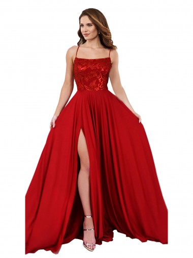 Spandex & Lace A-Line Long Sleeveless Criss Cross Open Back Semi Formal Evening Dress / Prom Dress / Bridesmaid Dress Glasgow