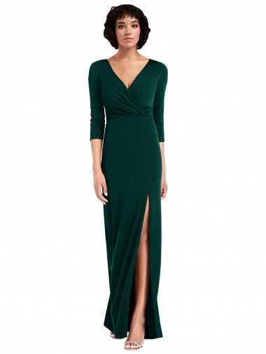 Spandex Trumpet Long Long Sleeves V-Back Formal Evening Gown / Prom Dress / Bridesmaid Dress Glasgow