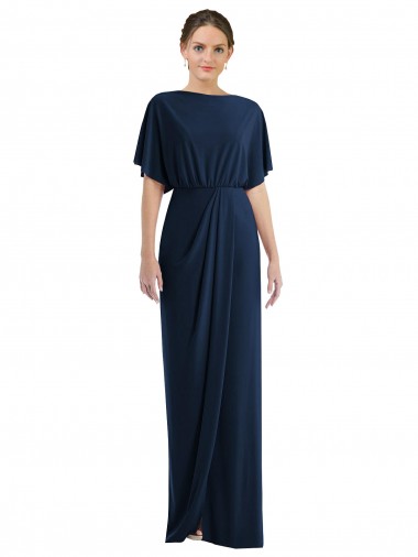Spandex Sheath Short Sleeves Long Open Back Semi Formal Evening Dress / Prom Dress / Bridesmaid Dress Glasgow