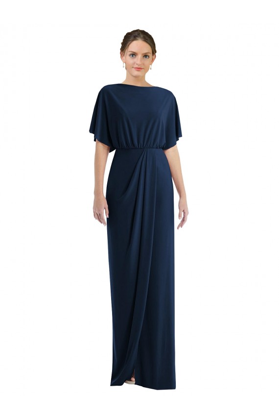 Spandex Sheath Short Sleeves Long Open Back Semi Formal Evening Dress / Prom Dress / Bridesmaid Dress Glasgow