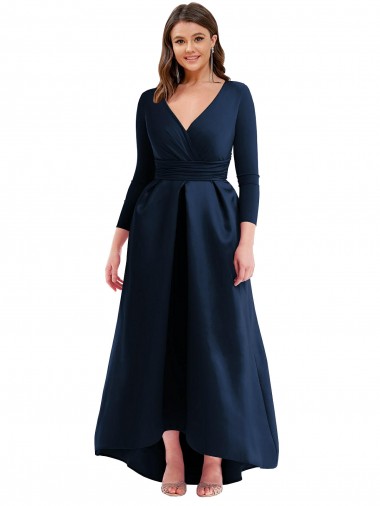 Spandex Ball Gown Long Long Sleeves High Low Plus Size Evening Gown / Prom Dress / Bridesmaid Dress Glasgow