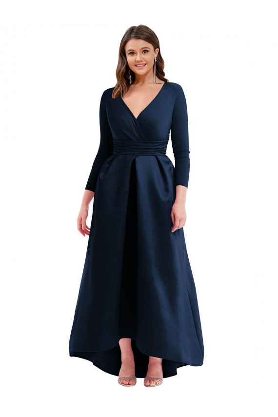Spandex Ball Gown Long Long Sleeves High Low Plus Size Evening Gown / Prom Dress / Bridesmaid Dress Glasgow
