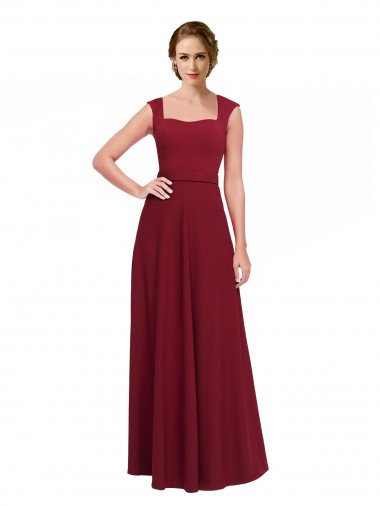 Stretch Crepe A-Line Long Sleeveless Burgundy Prom Dresses Glasgow