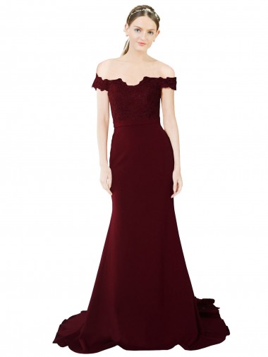 Stretch Crepe & Lace Mermaid Sweep Train Sleeveless V-Back Formal Evening Gown / Prom Dress / Bridesmaid Dress Glasgow