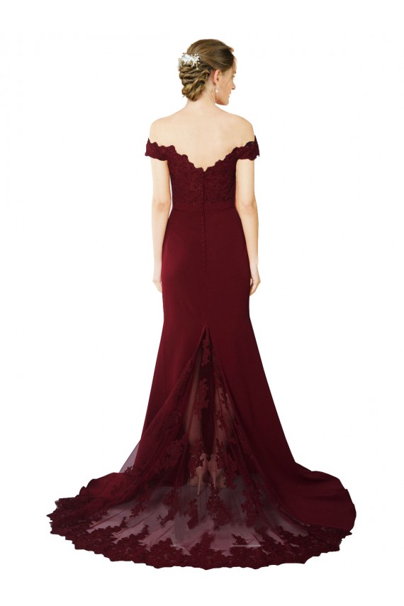 Stretch Crepe & Lace Mermaid Sweep Train Sleeveless V-Back Formal Evening Gown / Prom Dress / Bridesmaid Dress Glasgow