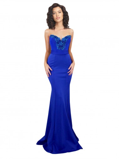 Stretch Crepe Mermaid Long Sleeveless Royal Blue Low Back Formal Evening Gown / Prom Dress / Bridesmaid Dress Glasgow