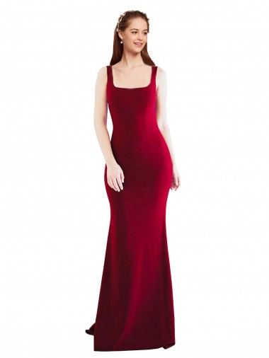 Stretch Crepe Mermaid Long Sleeveless Burgundy Prom Dresses Glasgow