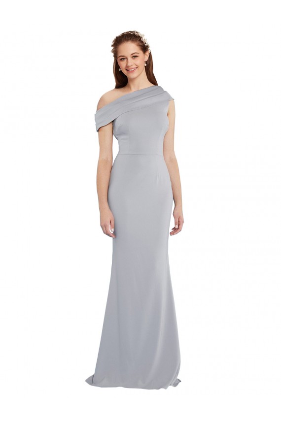 Stretch Crepe Mermaid Long Sleeveless Grey Formal Dress / Bridesmaid Dress Glasgow