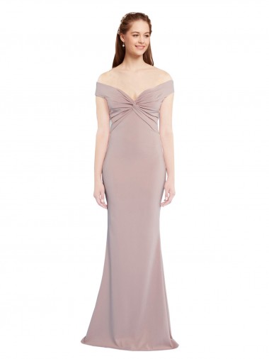 Stretch Crepe Mermaid Long Sleeveless Off the Shoulder Keyhole Back Prom Dresses Glasgow