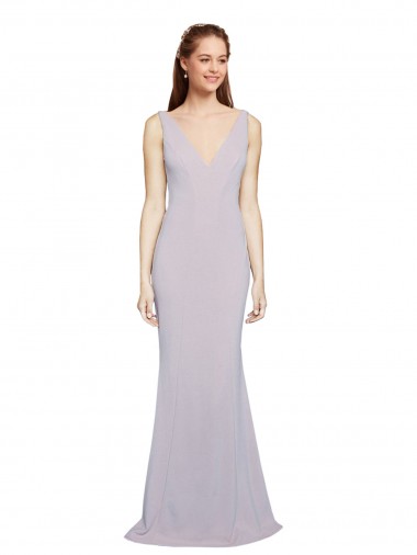 Stretch Crepe Mermaid Long Sleeveless Keyhole Back Arctic Lilac Prom Dresses Glasgow