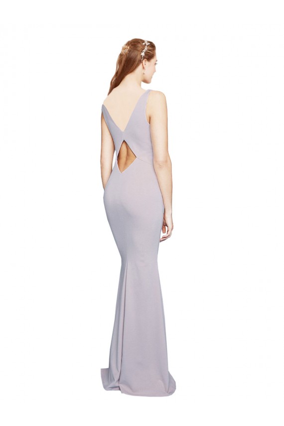 Stretch Crepe Mermaid Long Sleeveless Keyhole Back Arctic Lilac Prom Dresses Glasgow