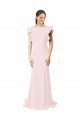 Stretch Crepe Mermaid, Sheath Sweep Train Ruffle Sleeves V-Back Black Tie Prom Dress / Bridesmaid Dress Glasgow
