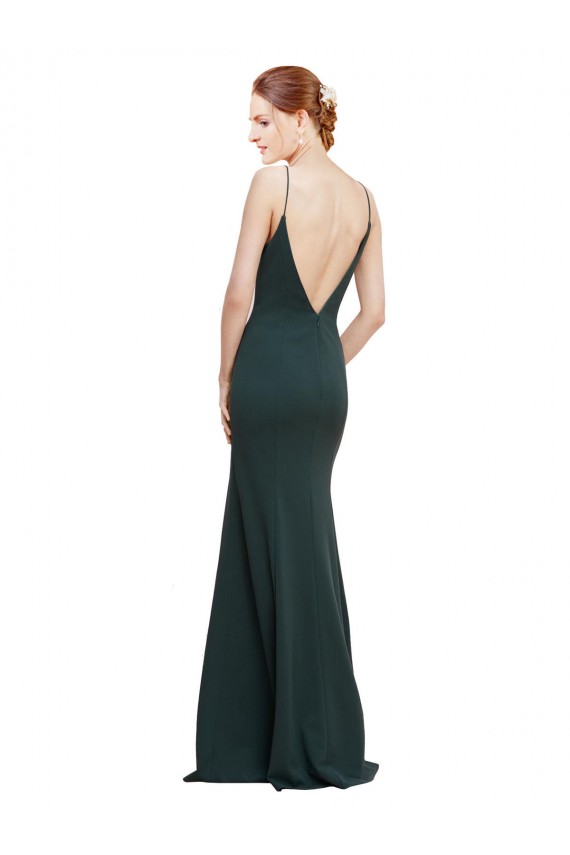 Stretch Crepe A-Line Long Sleeveless V-Back Formal Dress / Bridesmaid Dress Glasgow