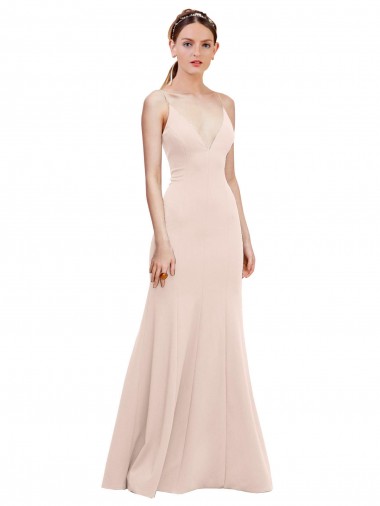 Stretch Crepe A-Line Long Sleeveless V-Back Formal Dress / Bridesmaid Dress Glasgow