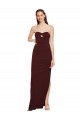 Stretch Crepe Sheath Long Sleeveless Burgundy Gold Prom Dresses Glasgow