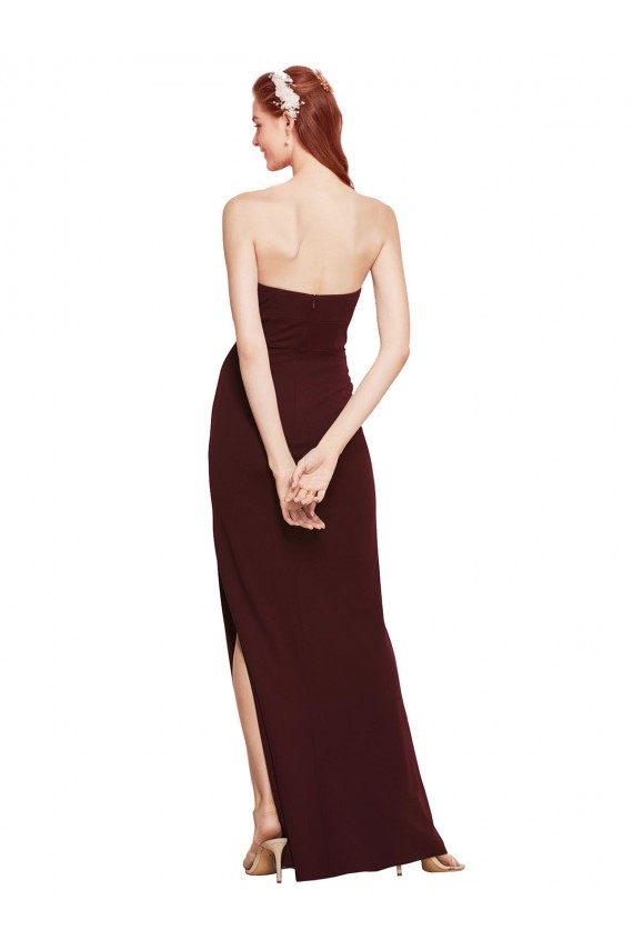 Stretch Crepe Sheath Long Sleeveless Burgundy Gold Prom Dresses Glasgow