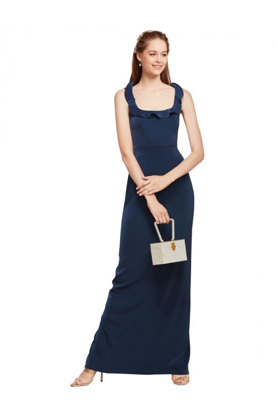 Stretch Crepe Sheath Long Sleeveless Low Back Back Slit Prom Dresses Glasgow